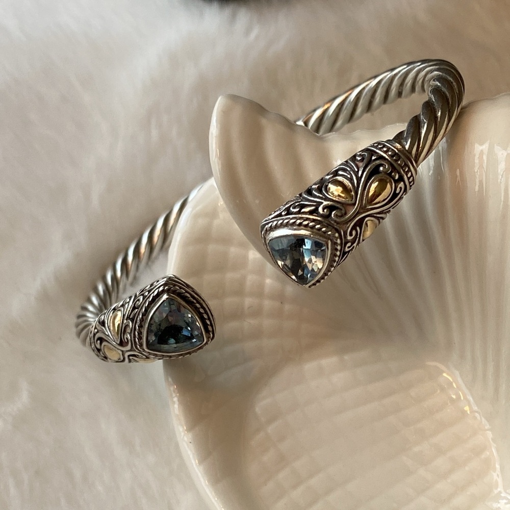 Sterling silver cuff with blue topaz